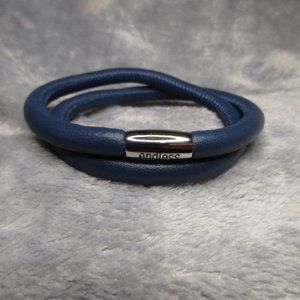 Endless Double Blue Leather Silver Clasp Bracelet By JLO 8.5 inch NEW A56